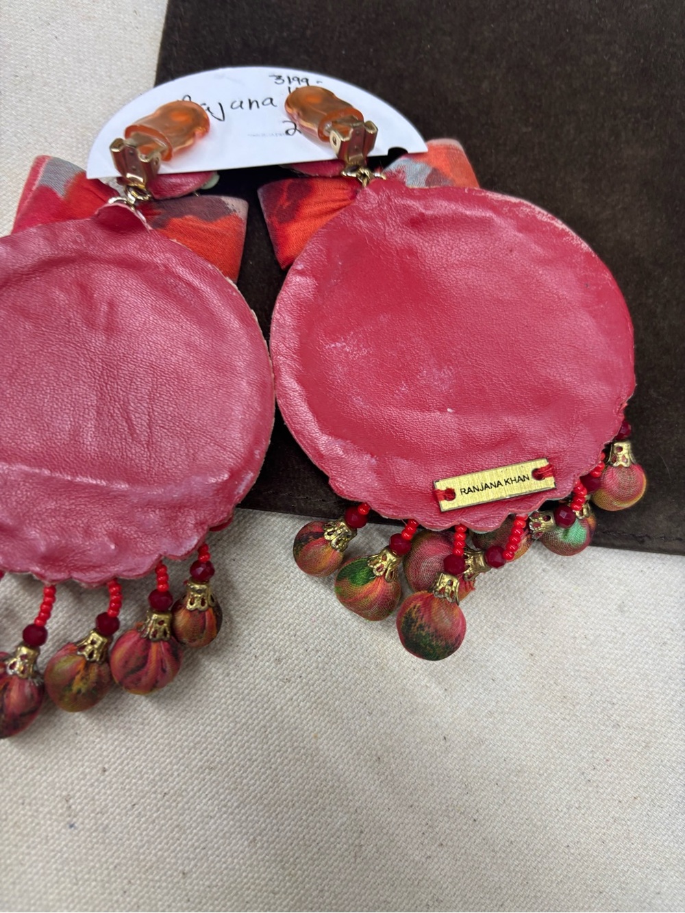 Ranjana khanColorful Boho Statement Earrings with Ribbon - Picture 4 of 5